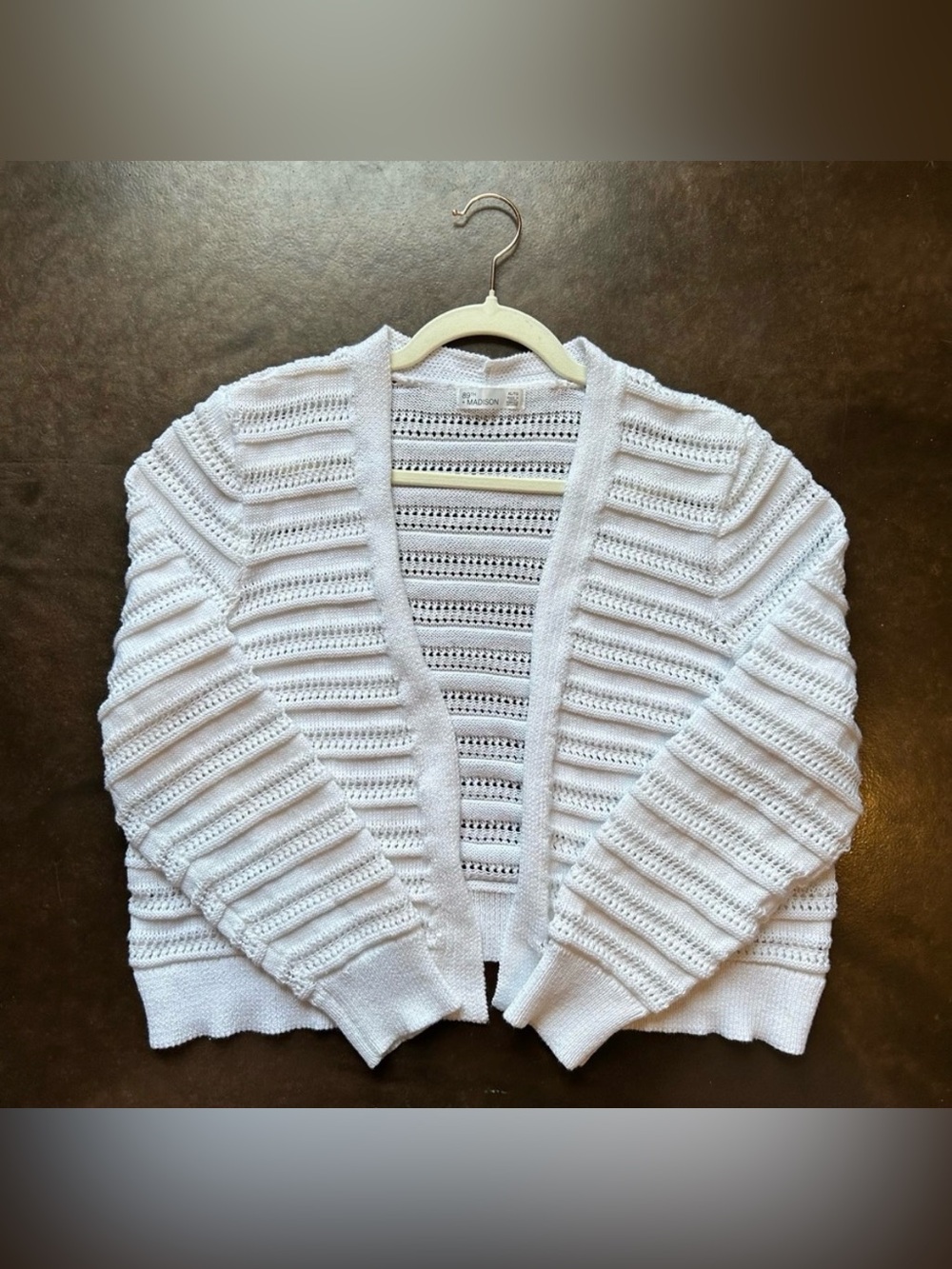 89th+Madison White crochet / knit dainty Cardigan- size XL